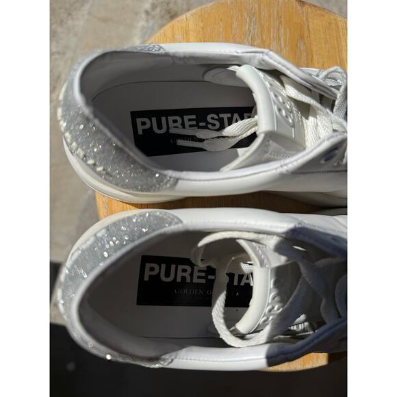 Golden Goose Pure Star White With Silver Glitter Tab Women size 38 US 8 - Picture 6 of 11